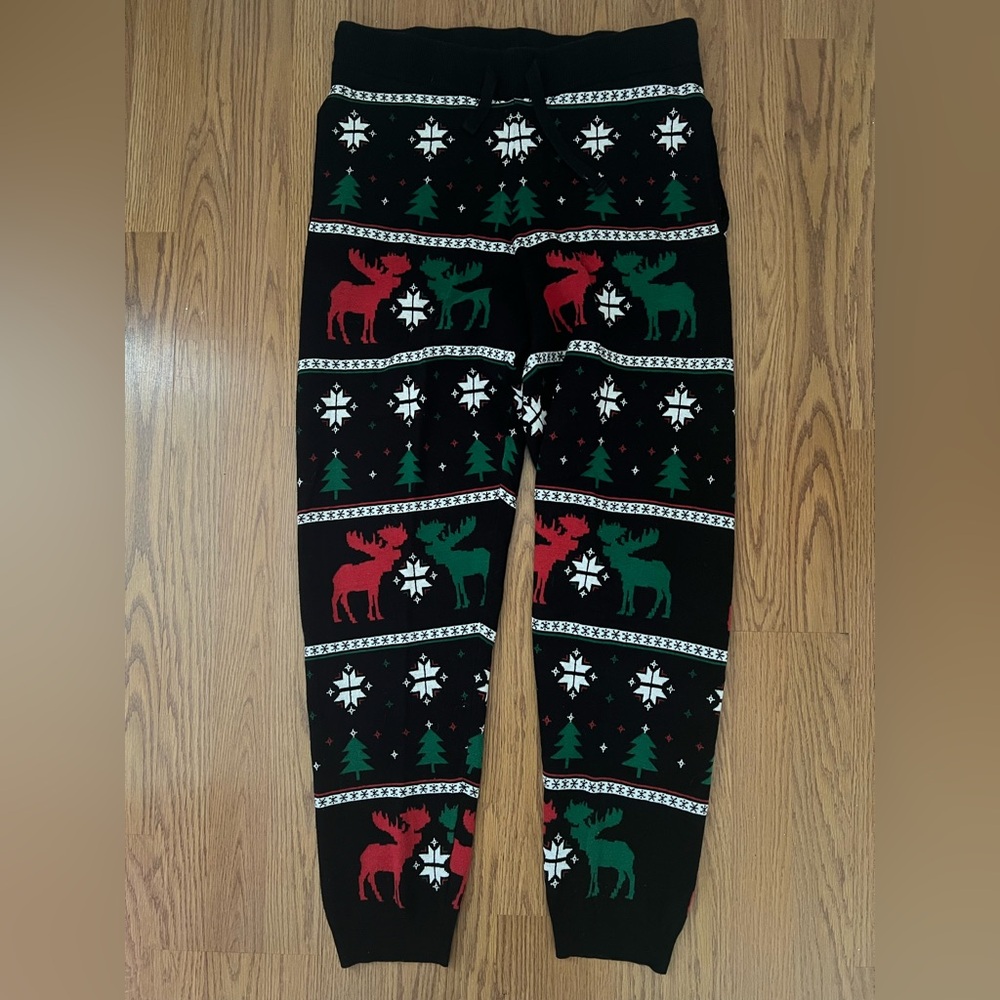Dec.25th Men’s Festive Moose and Snowflake Knit Pajama Pants Size XL (40-42)